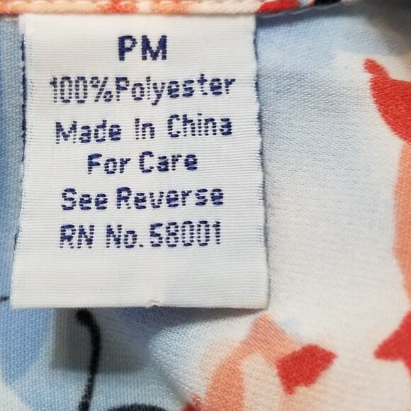 VTG Floral Blouse Joanna Petite Button Up Shirt Women's Medium 3/4 Sleeve - Picture 8 of 9